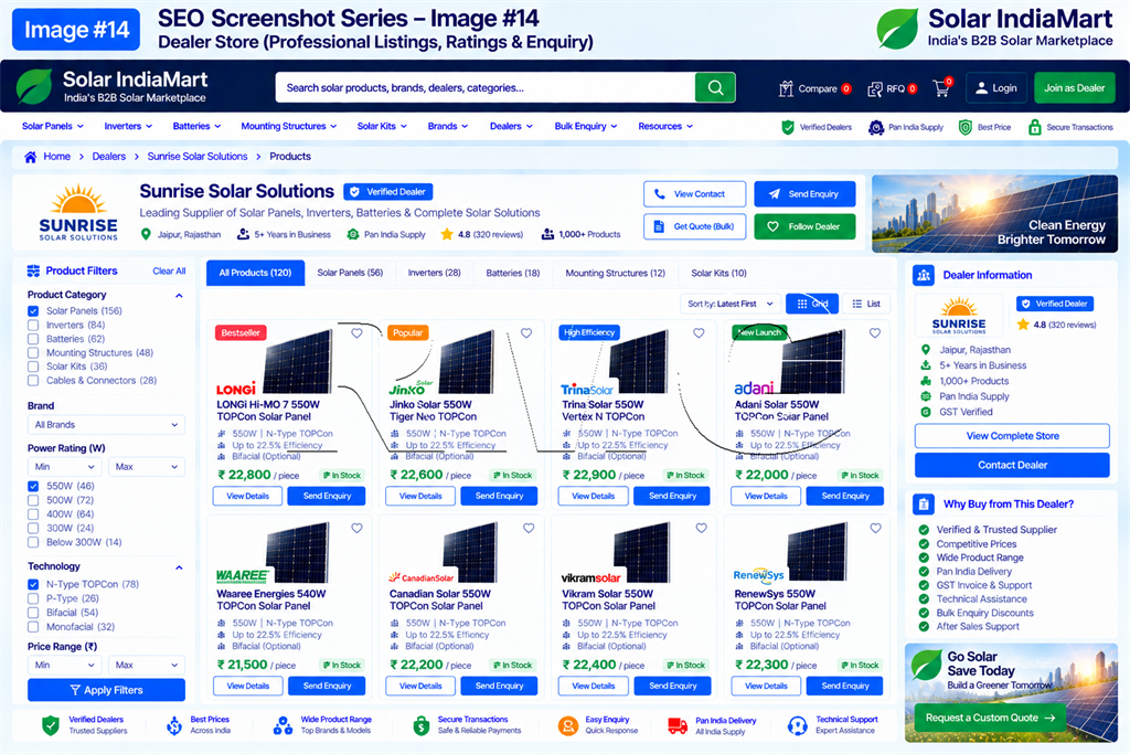 Solar IndiaMart Dealer Marketplace Dashboard